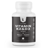 TeamKeto Vitamin K2 & D3 supplement bottle. 100mcg Vitamin K2 and 5,000IU Vitamin D3 for bone and heart health.