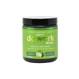 Front view of Do Work BCAA+ Mojito Lime Crème jar, a vegan electrolyte and amino acid drink mix for muscle recovery and hydration.