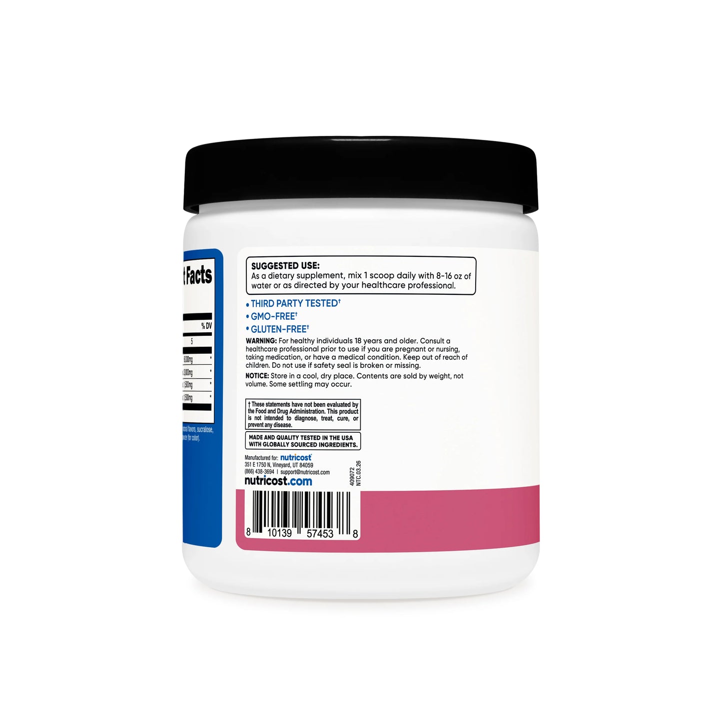 BCAA Powder - Pomegranate Guava (30 Servings) | Nutricost