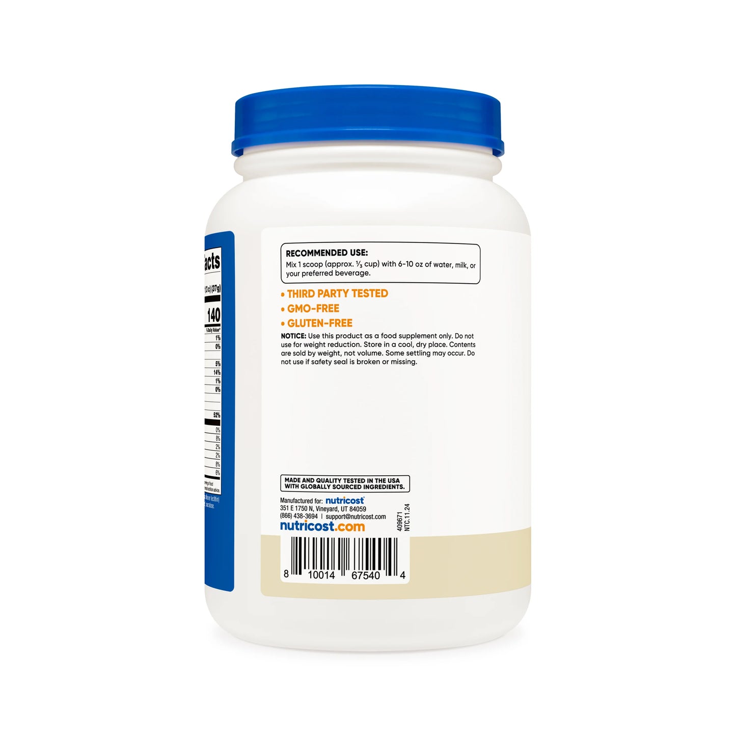 Whey Protein Isolate Powder - Vanilla (2 LB) | Nutricost