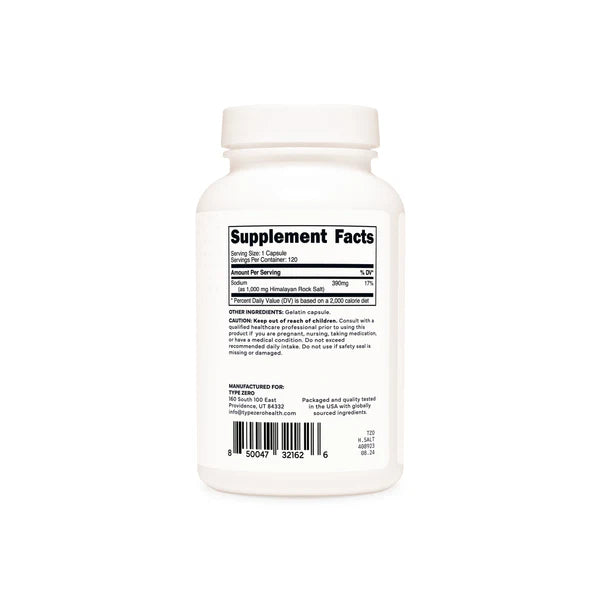 Type Zero Pink Himalayan Salt Capsules