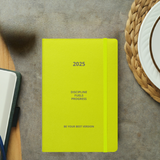 Bright yellow Velite Armor Premium Notebook with bold design, crafted for high-visibility planning and productivity in 2025.