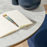 Open Velite Armor Premium Notebook showing interior pocket and ribbon bookmark, ideal for storing notes and organizing ideas.