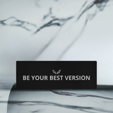 Velite Armor Premium Yoga Mat in black with 'Be Your Best Version' slogan, offering style, comfort, and stability for yoga and fitness routines.