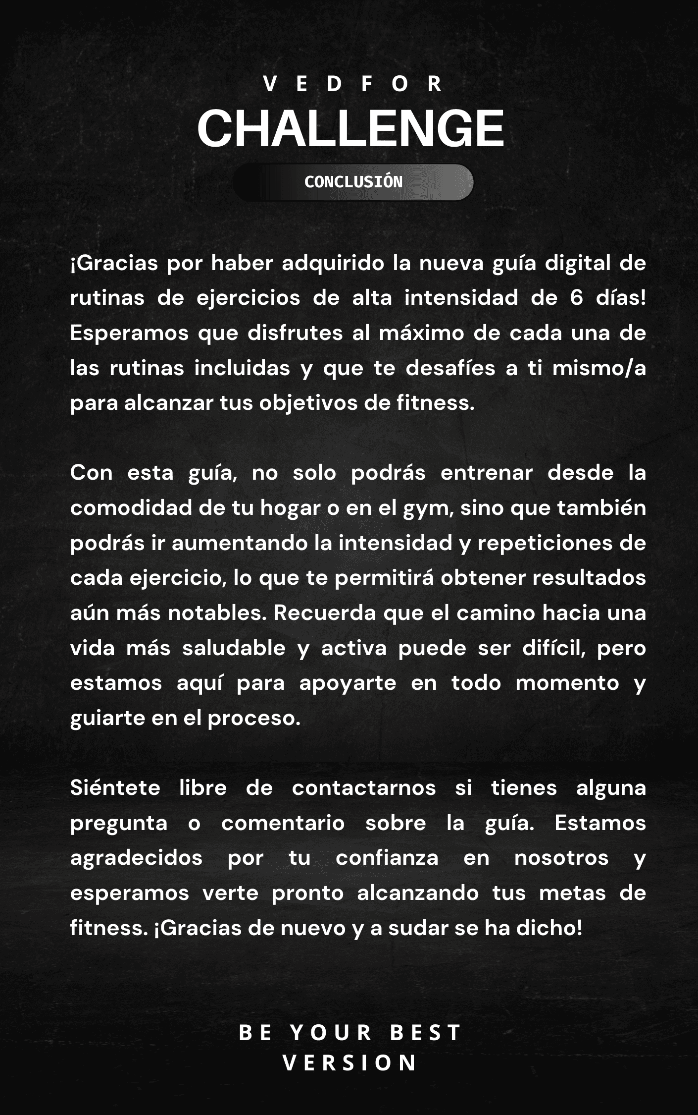 Conclusion de rutinas de ejercicios de guia digital