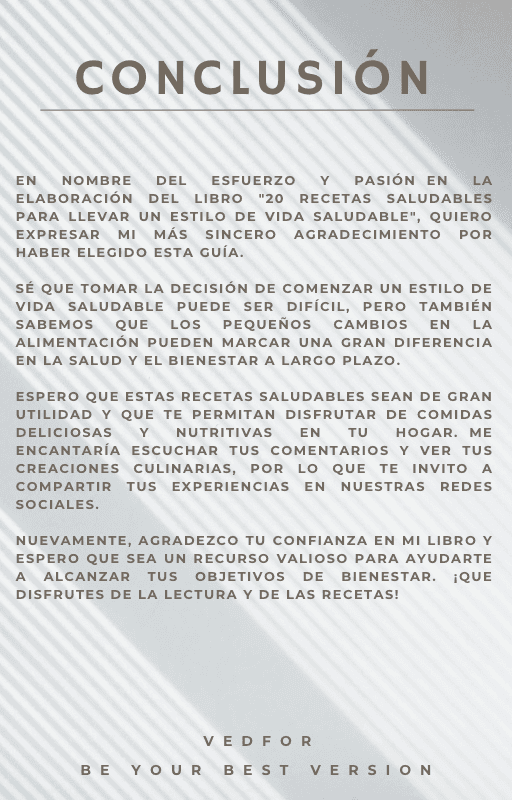 Conclusion de libro digital de recetas saludables