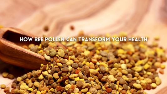 Bee pollen granules on wooden spoon – natural superfood for energy, immunity, and recovery support