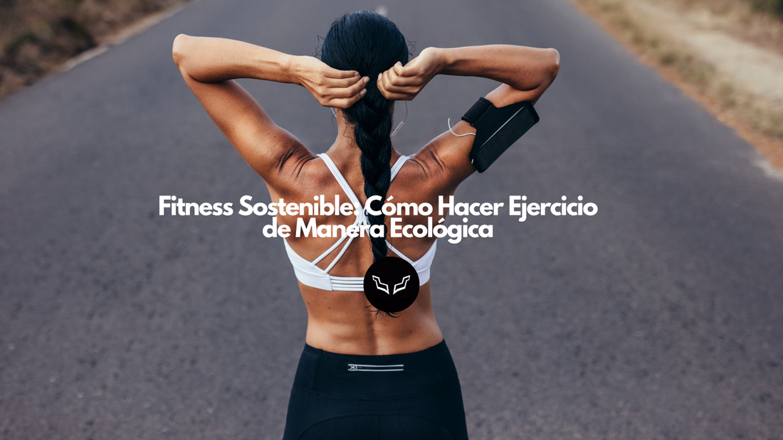 Woman with outstretched arms wearing eco fitness gear – symbol of strength, confidence, and sustainable workout lifestyle