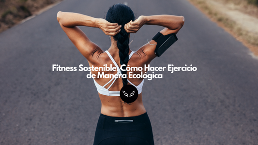 Woman with outstretched arms wearing eco fitness gear – symbol of strength, confidence, and sustainable workout lifestyle