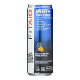 Product-focused image of the FitAid Energy Blackberry Pineapple can against a clean white background.

