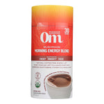 OM Mushroom Morning Energy Blend with adaptogens and chai flavor, supports energy, immunity, and focus; caffeine-free and USDA Organic certified.