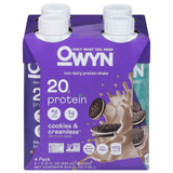 OWYN Plant Protein Shake 20g – Cookies & Creamless flavor vegan protein multipack with clean label and allergy-friendly icons.
