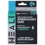 HEALI Kinesiology Tape packaging with menthol and magnesium, waterproof therapeutic tape for pain relief

