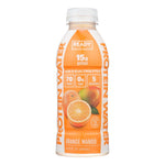 "Single bottle of Ready Protein Water Orange Mango, highlighting clean hydration and protein content"

