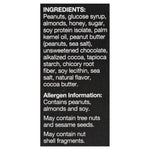 Ingredient list for KIND Peanut Butter Dark Chocolate Bars, featuring peanuts, almonds, soy, and no GMOs, with allergen warnings included.