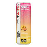 Straight-on shot of FitAid Energy Peach Mandarin can on a clean white background.

