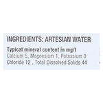 VOSS Still Water 375ml – ingredients label featuring 100% artesian water bottled at the source in Norway.