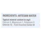 VOSS Still Water 375ml – ingredients label featuring 100% artesian water bottled at the source in Norway.