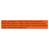 Close-up of NOW Peppermint Oil Enteric Softgels label showing caution and storage instructions

