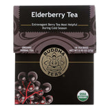 Elderberry Tea front label featuring USDA Organic seal and antioxidant-rich elderberries for daily wellness

