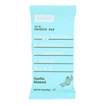 "Back view of RXBAR Vanilla Almond Protein Bar packaging with nutritional information"


