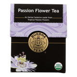 Passion Flower Tea organic label with elegant purple design and natural orchid flowers, promoting mental wellness and tranquility

