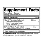 KSM-66 Ashwagandha supplement facts label