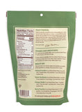 Back of Bob's Red Mill Hemp Protein Powder 16 oz pouch showing nutrition facts, usage tips, and smoothie recipes. Plant-based protein for fitness nutrition.