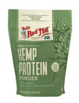 Bob's Red Mill Hemp Protein Powder 16 oz pouch with 12g plant-based protein, ideal for smoothies and baking, gluten-free and vegan.