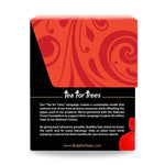 Hibiscus Tea side panel describing natural ingredients and soothing health benefits in vibrant red packaging

