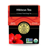 Hibiscus Tea back packaging with brewing instructions and detailed product story highlighting herbal benefits


