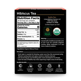 Hibiscus Tea nutrition facts label and USDA organic, non-GMO certifications for premium quality assurance

