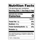Elderberry Tea nutrition facts panel highlighting calorie-free, organic herbal infusion for immune health

