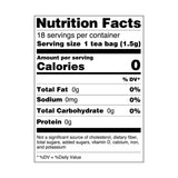Elderberry Tea nutrition facts panel highlighting calorie-free, organic herbal infusion for immune health

