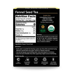 Fennel Seed Tea USDA Organic label with nutrition info and clean certifications, non-GMO and gluten-free

