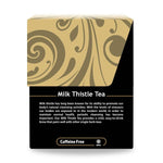 Golden swirl design on Milk Thistle Tea box with herbal blend benefits for liver and digestive health

