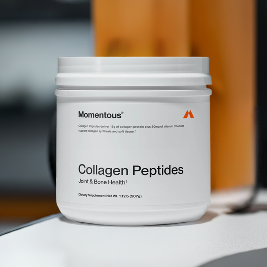 Collagen Peptides - Momentous protein supplement for joint and bone health, 1.12 lb container with 10g grass-fed collagen peptides.
