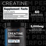 Creatine Monohydrate Supplement with 5000mg per serving and 60 servings, supports muscle strength and performance for active lifestyles.