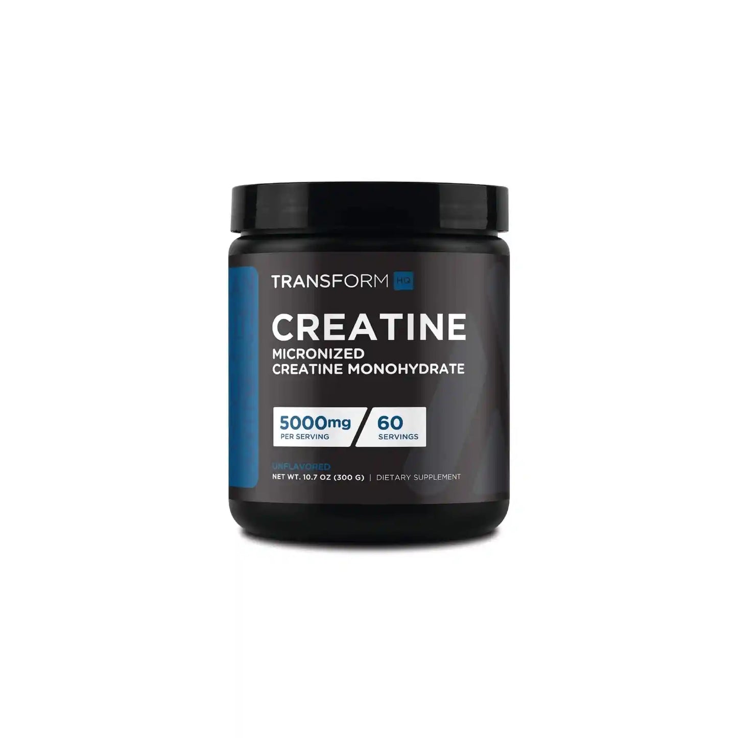 TransformHQ Creatine Monohydrate Supplement 5000mg per serving, 60 servings per container, unflavored for clean strength and active living.