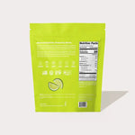 Back view of Cure Hydration Lime Electrolyte Mix pouch displaying ingredients and nutrition facts.