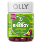 Olly Daily Energy Gummies – Tropical Passion with B12, CoQ10 & Goji Berry, 60 ct bottle. Caffeine-free supplement for natural cellular energy.
