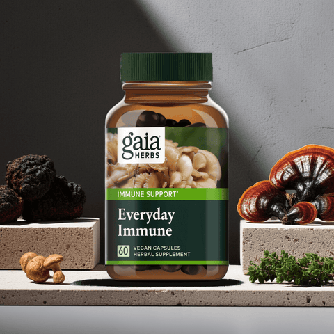 Organic immune support capsules with mushrooms and herbs, daily wellness supplement