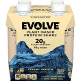Evolve 4-pack Classic Chocolate Protein Shake front view with mountains illustration, 20g protein per bottle