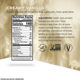 Evolve Classic Chocolate nutritional label and ingredients list with plant-based benefits and vegan certification
