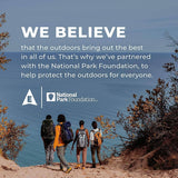Evolve Protein Powder brand belief message with hikers in nature, promoting adventure and sustainability through plant-powered nutrition