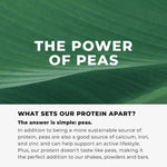 The Power of Peas message from Evolve Protein highlighting sustainable plant-based ingredients