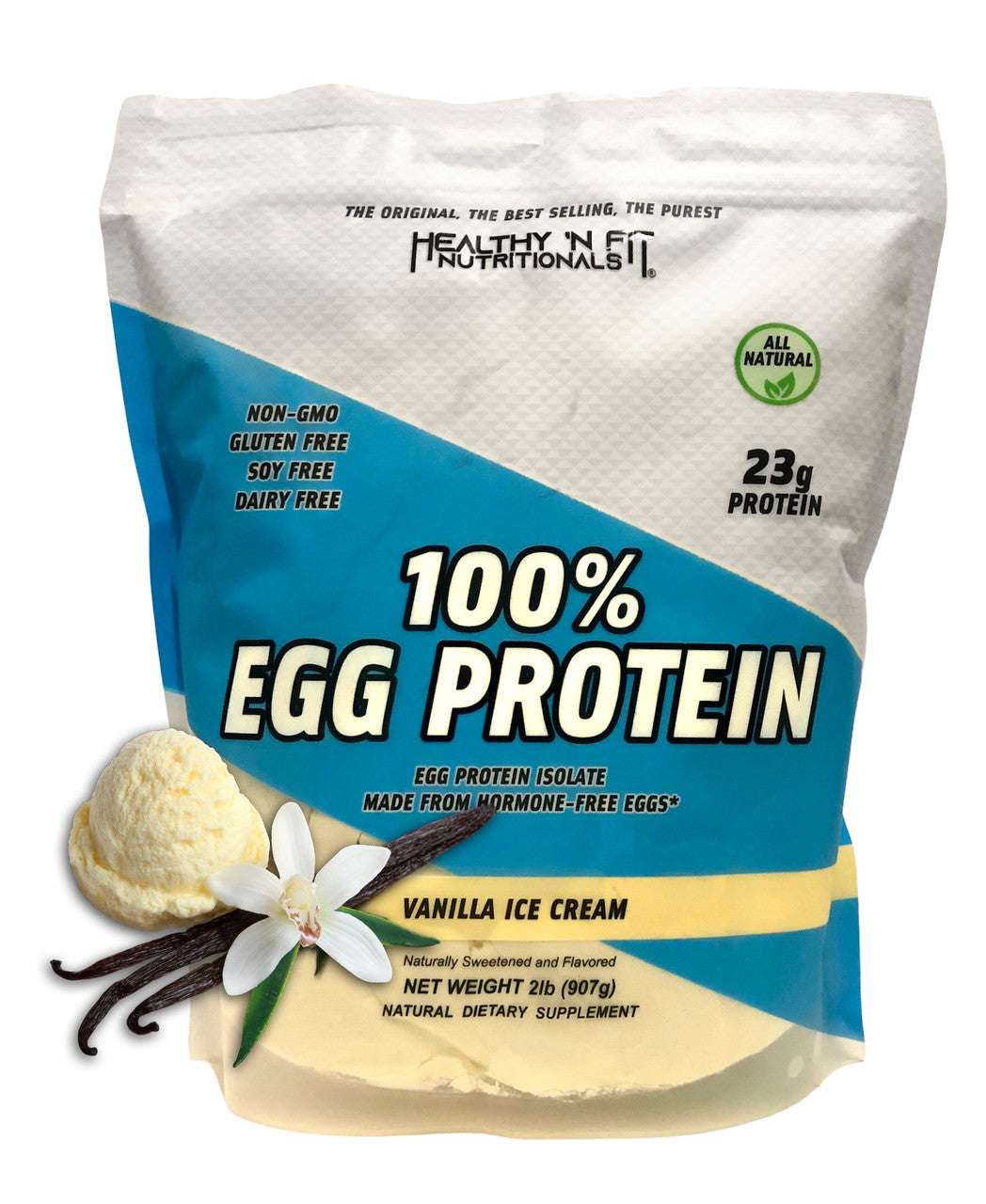Egg white protein vanilla powder supplement 2lb bag by Healthy 'N Fit

