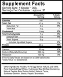 Nutritional facts label for Healthy 'N Fit 100% Egg Protein Vanilla Powder

