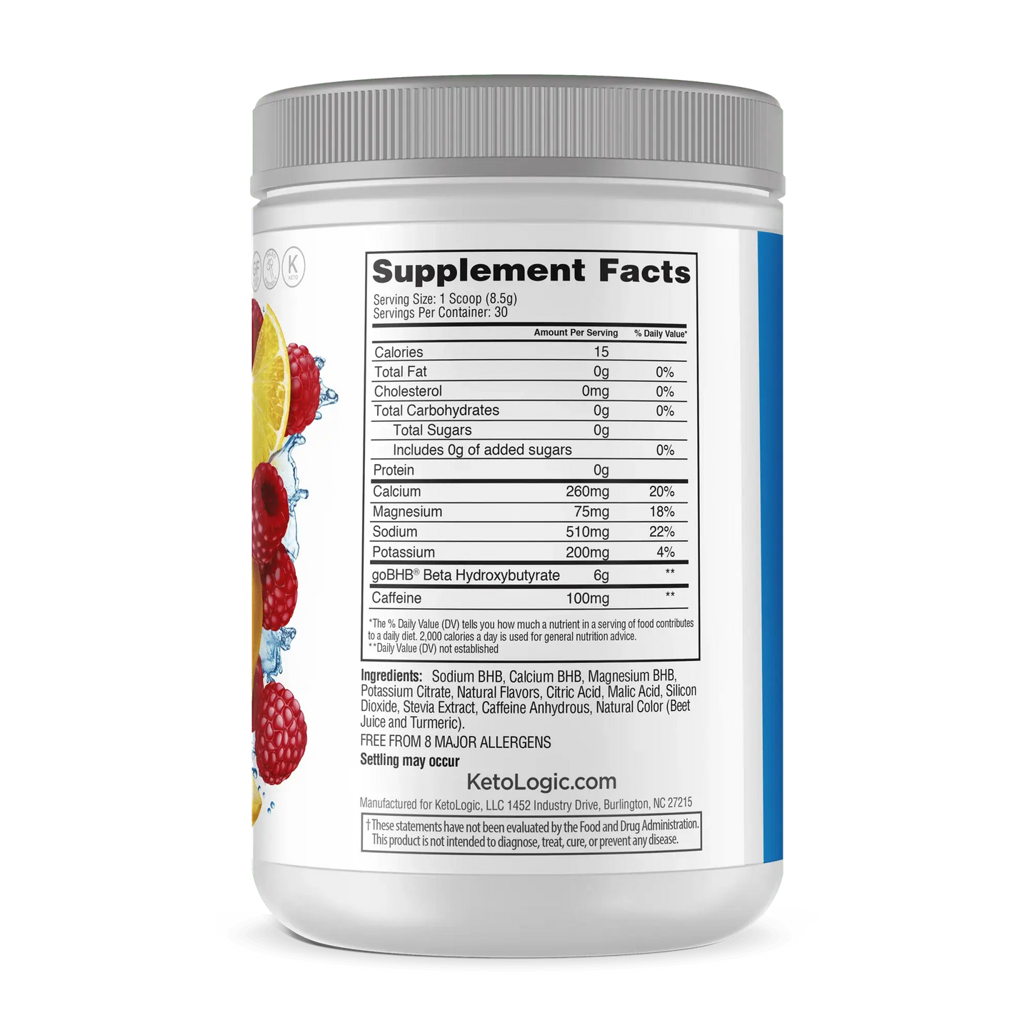 KetoEnergy BHB + Caffeine (30 Servings) Raspberry Lemonade - Ketologic