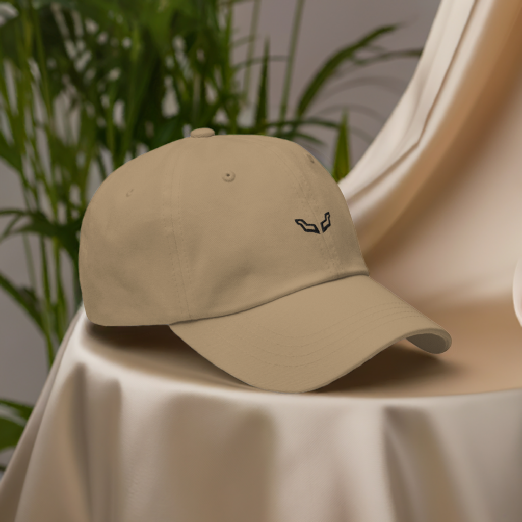 Low Profile Hat by Velite Armor in beige chino cotton, featuring minimalist logo embroidery. Stylish and comfortable headwear for everyday wear.